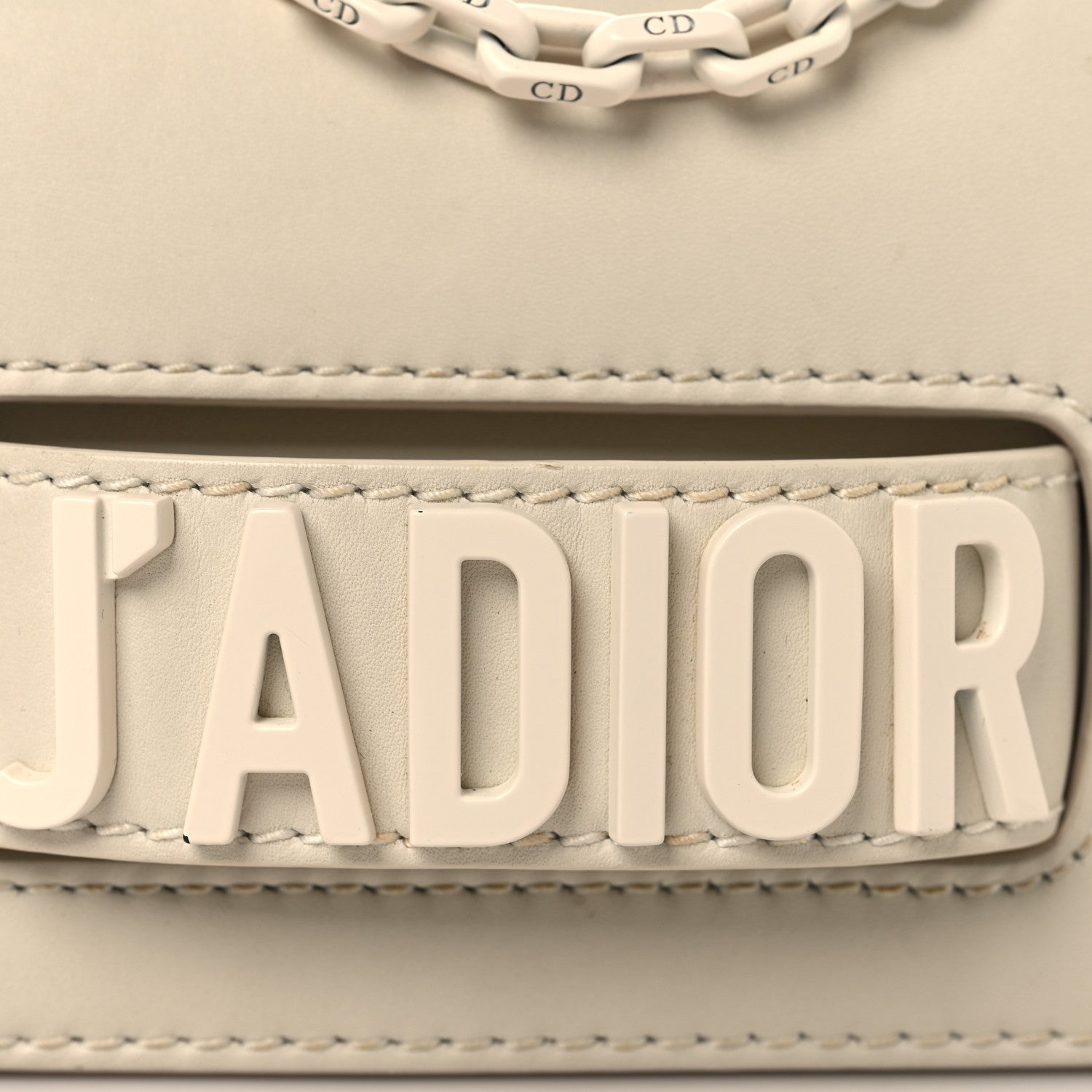 Ultra Matte Calfskin Mini J'Adior Chain Flap Bag White
