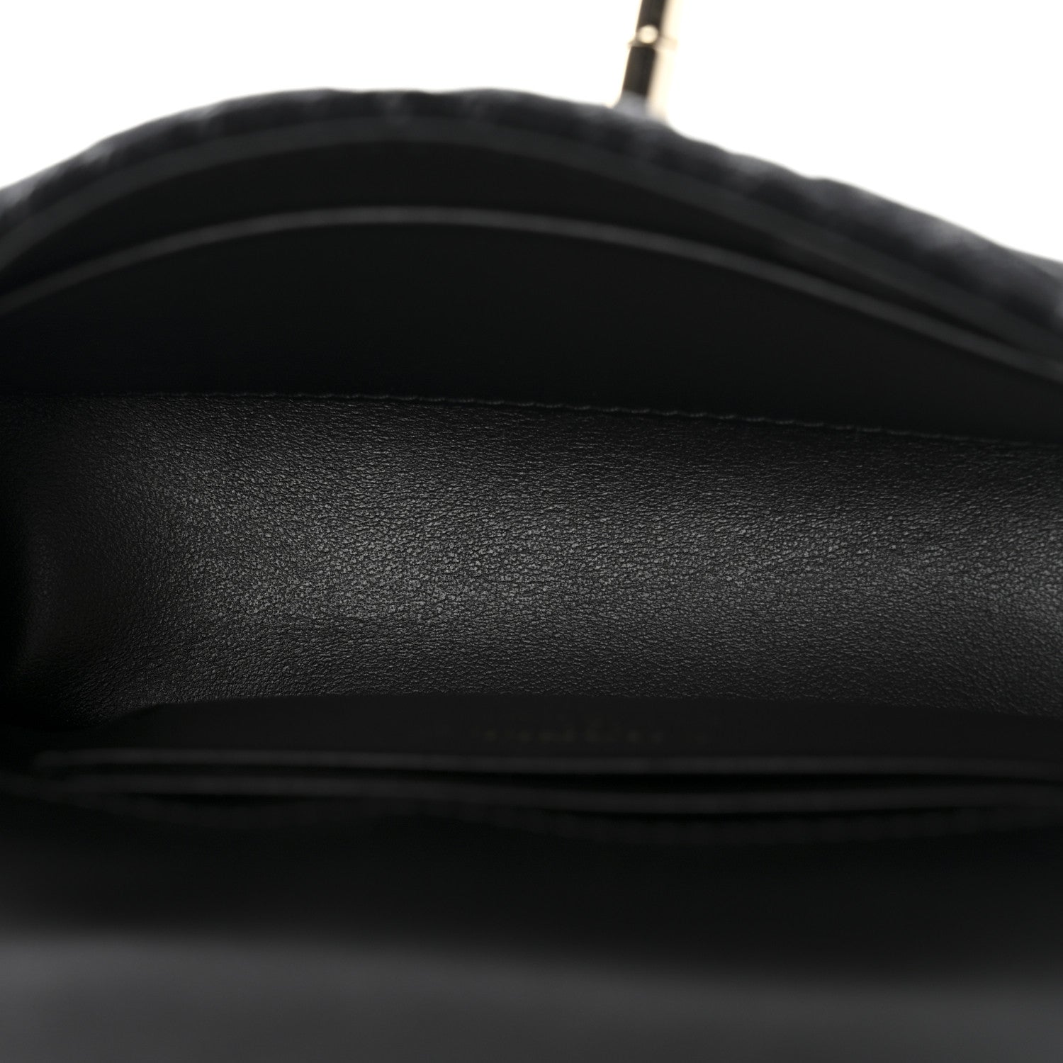 Washed Denim Quilted Coco Handle Clutch With Chain Black