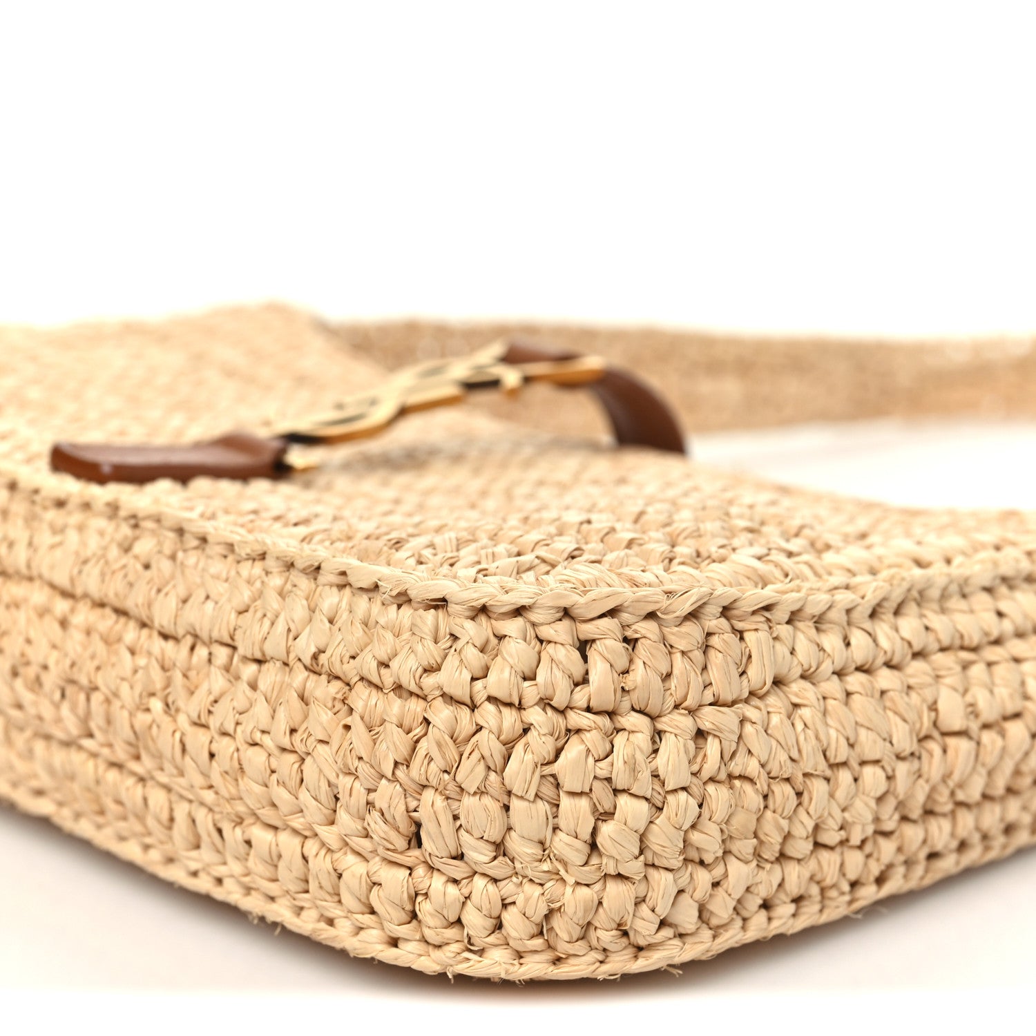 Raffia Calfskin Le 5 A 7 Mini Hobo Natural Brick