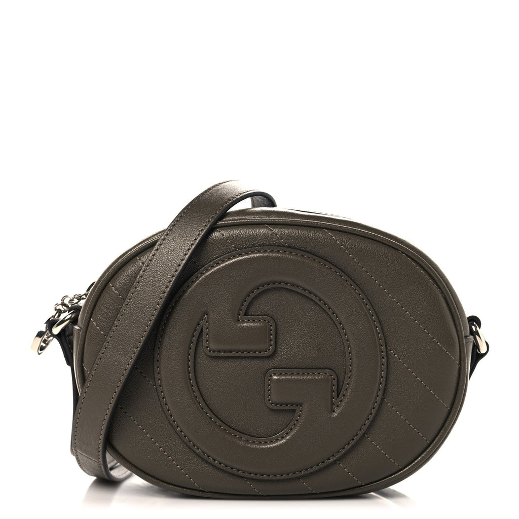 Sakai Be Green Calfskin Diagonal Stitched Mini Blondie Shoulder Bag Craclet Brown
