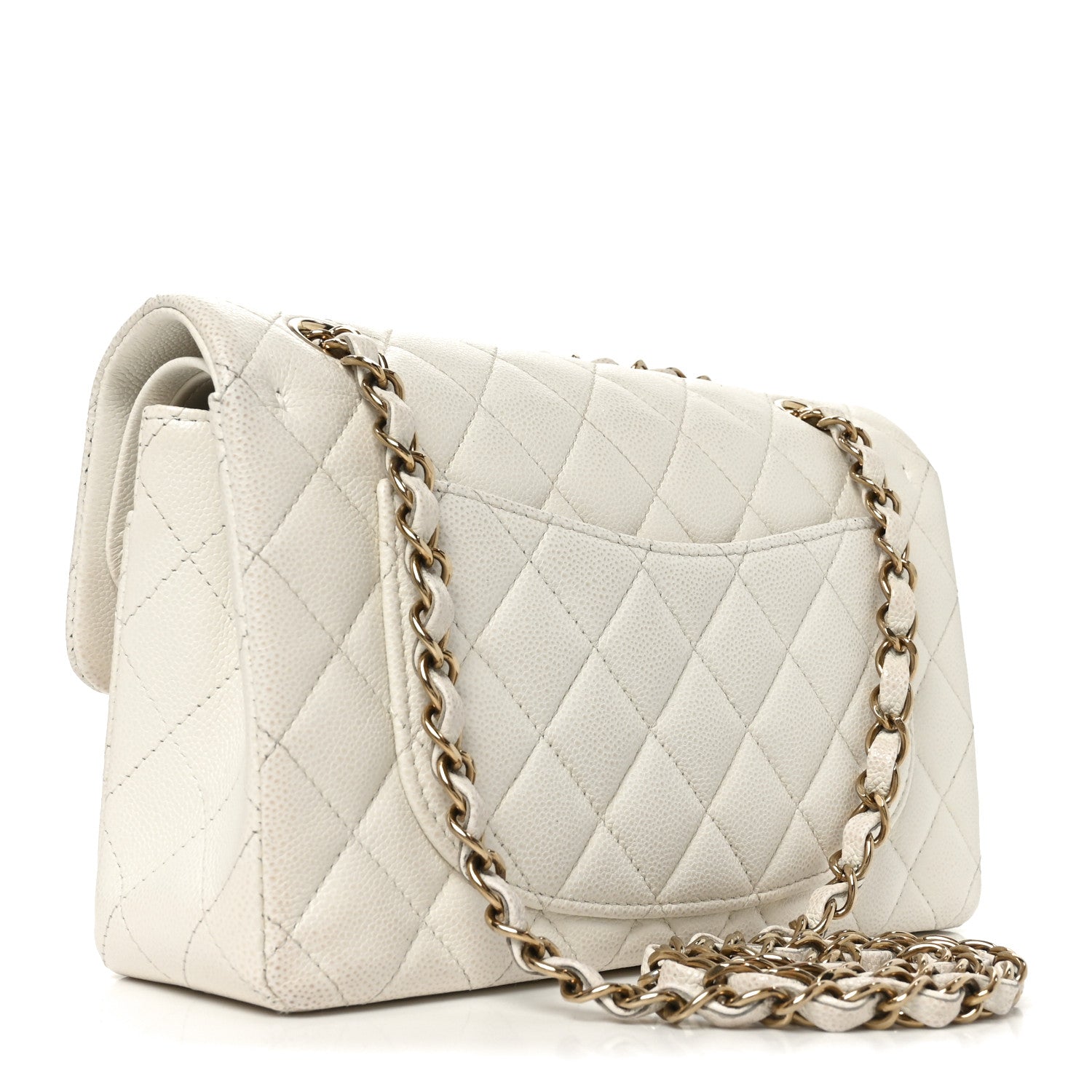 Caviar Quilted Small Double Flap White