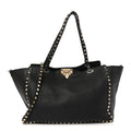 Vitello Medium Rockstud Tote Black