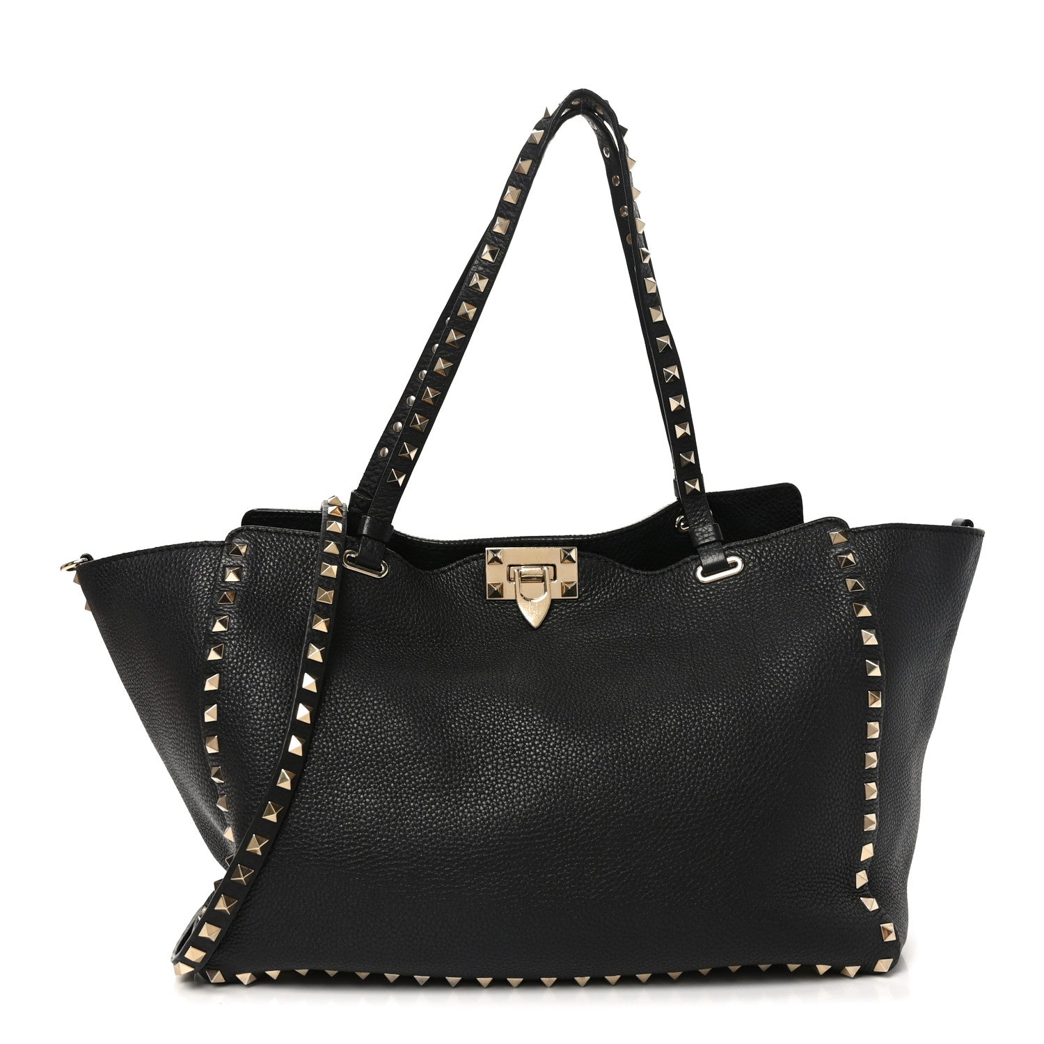 Vitello Medium Rockstud Tote Black
