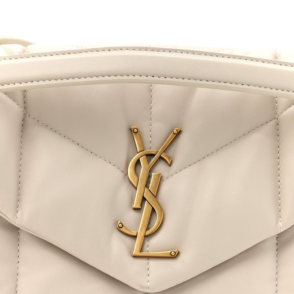 Lambskin Quilted Small Loulou Puffer Monogram Chain Satchel Crema Soft