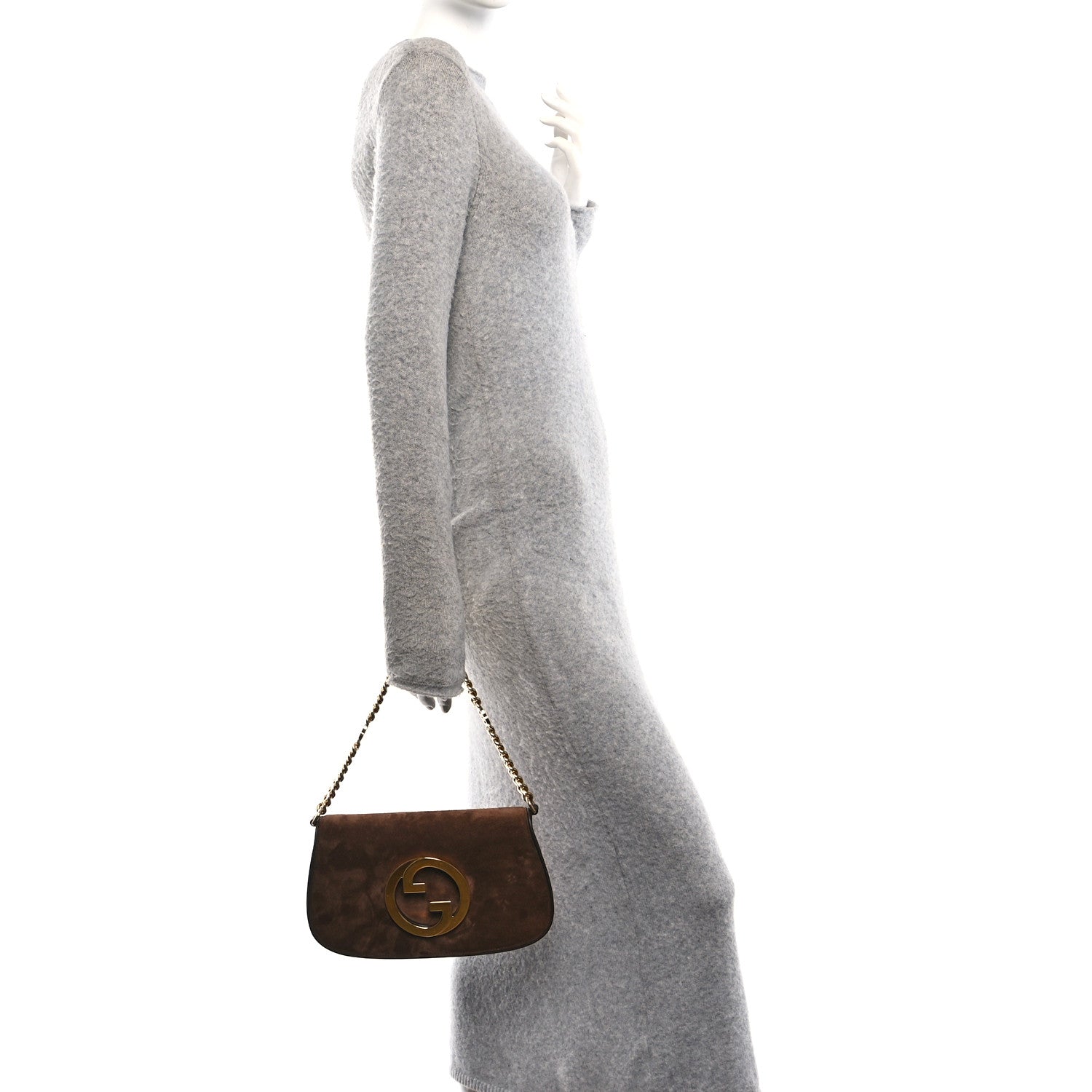 Suede Talco Roxy Calfskin Blondie Chain Shoulder Flap Bag Burnt Satin