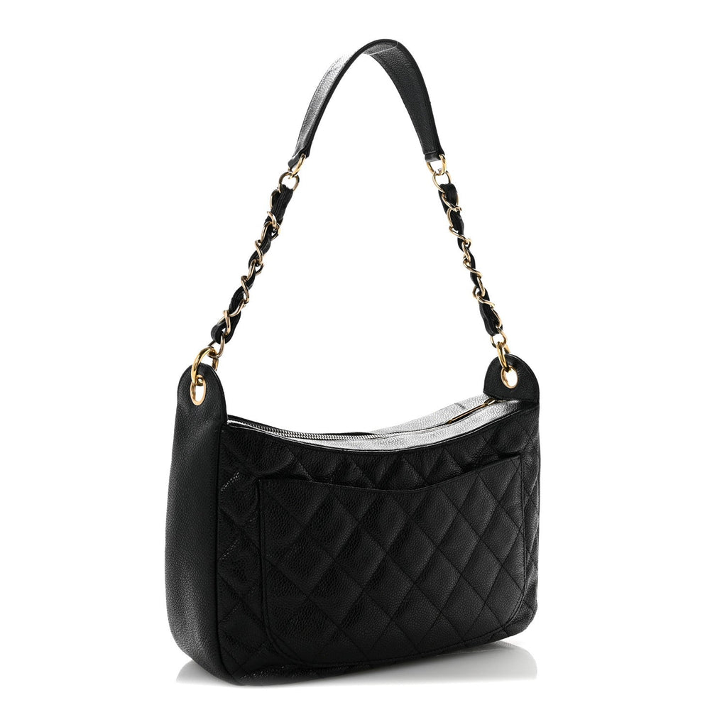 Caviar Quilted Timeless CC Shoulder Bag Black