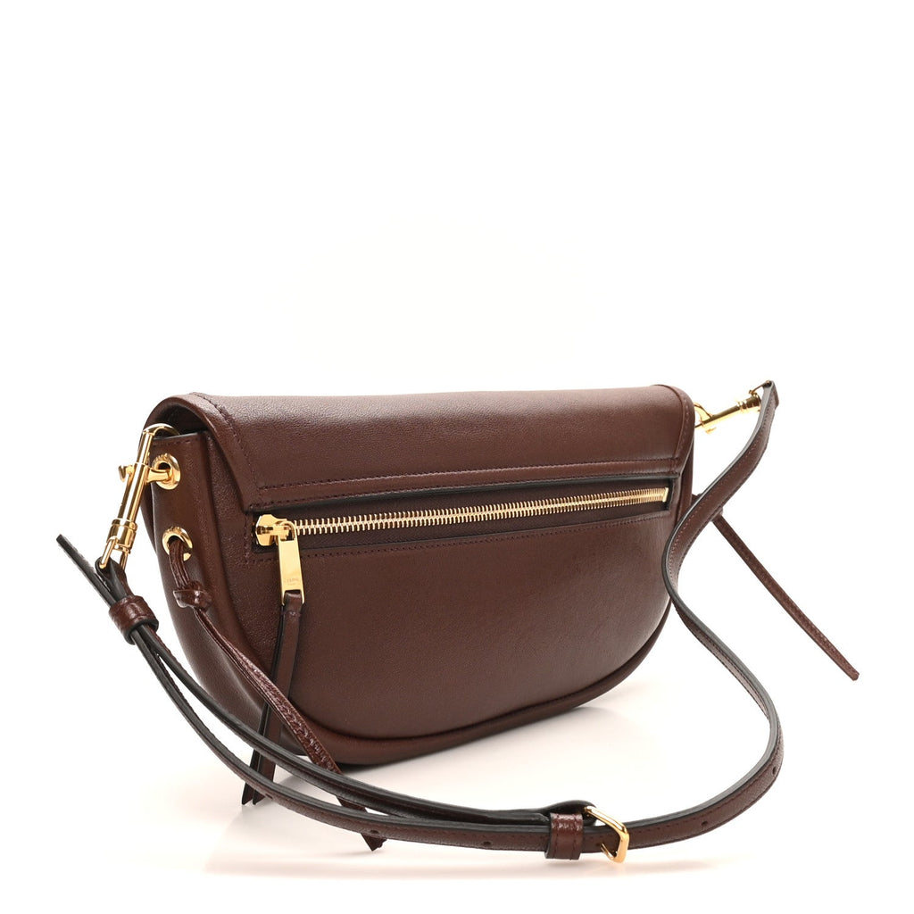 Shiny Lambskin Soft Triomphe Little Half Moon Bag Brick