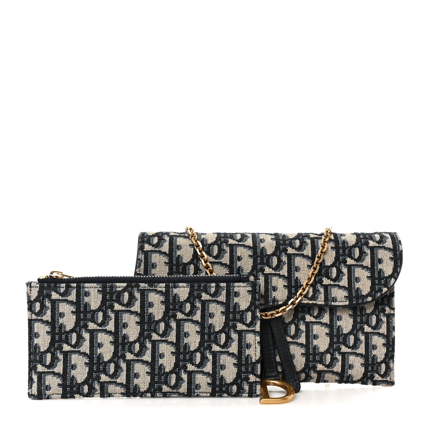 Oblique Saddle Chain Long Wallet Blue