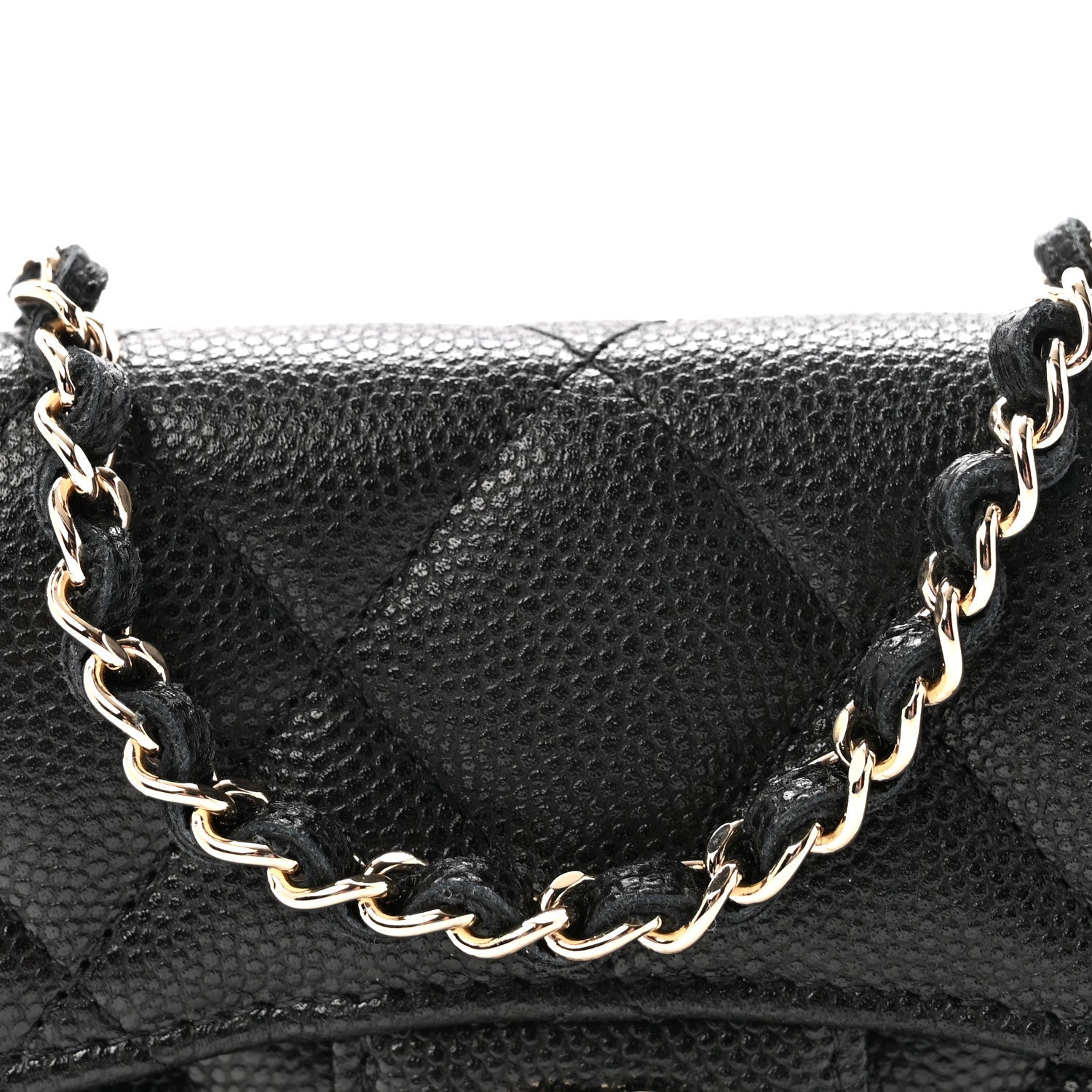 Caviar Quilted Flap Card Holder On Chain Black
