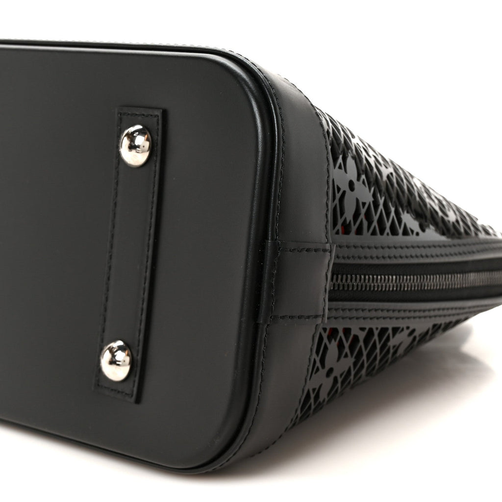 Patent Calfskin Laced Monogram Alma PM Black