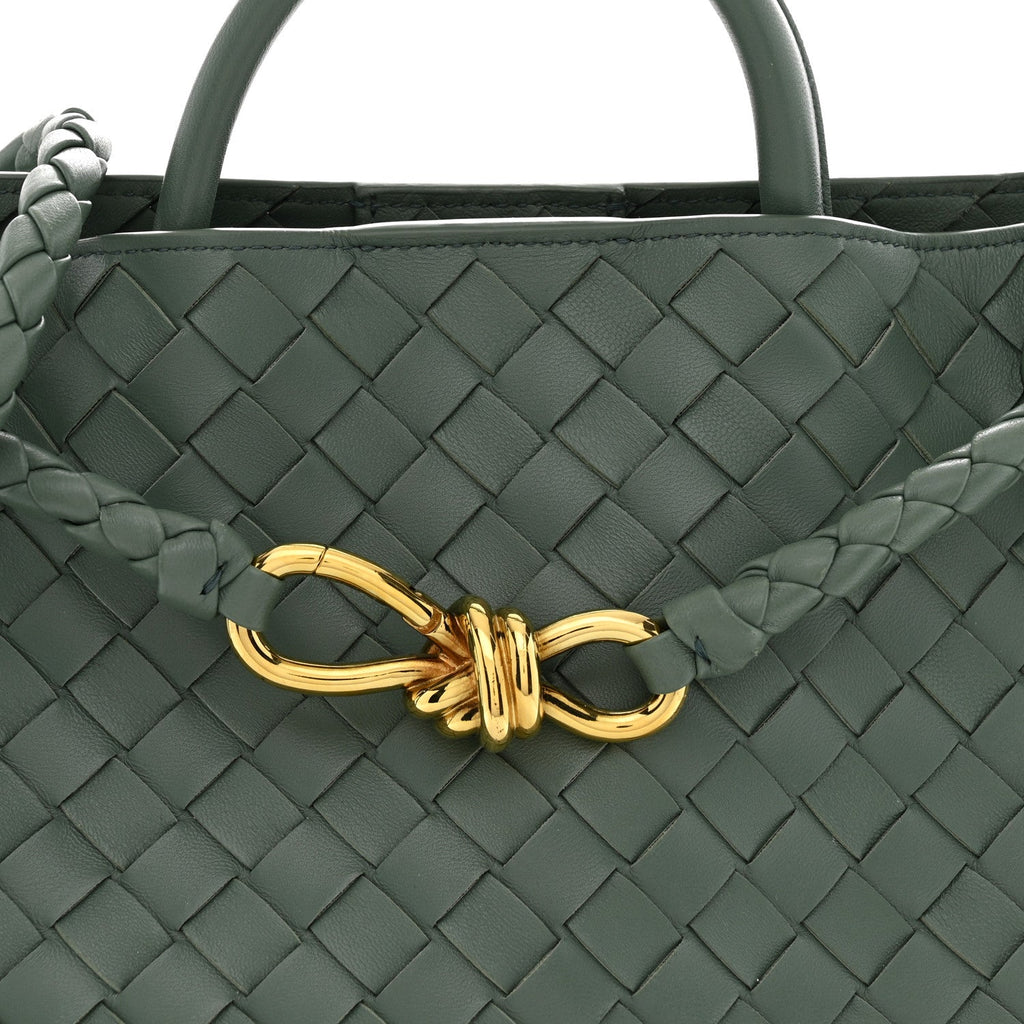 Nappa Intrecciato Medium Andiamo Shoulder Bag Aloe