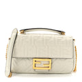 Nappa Small FF Embossed Midi Chain Baguette White