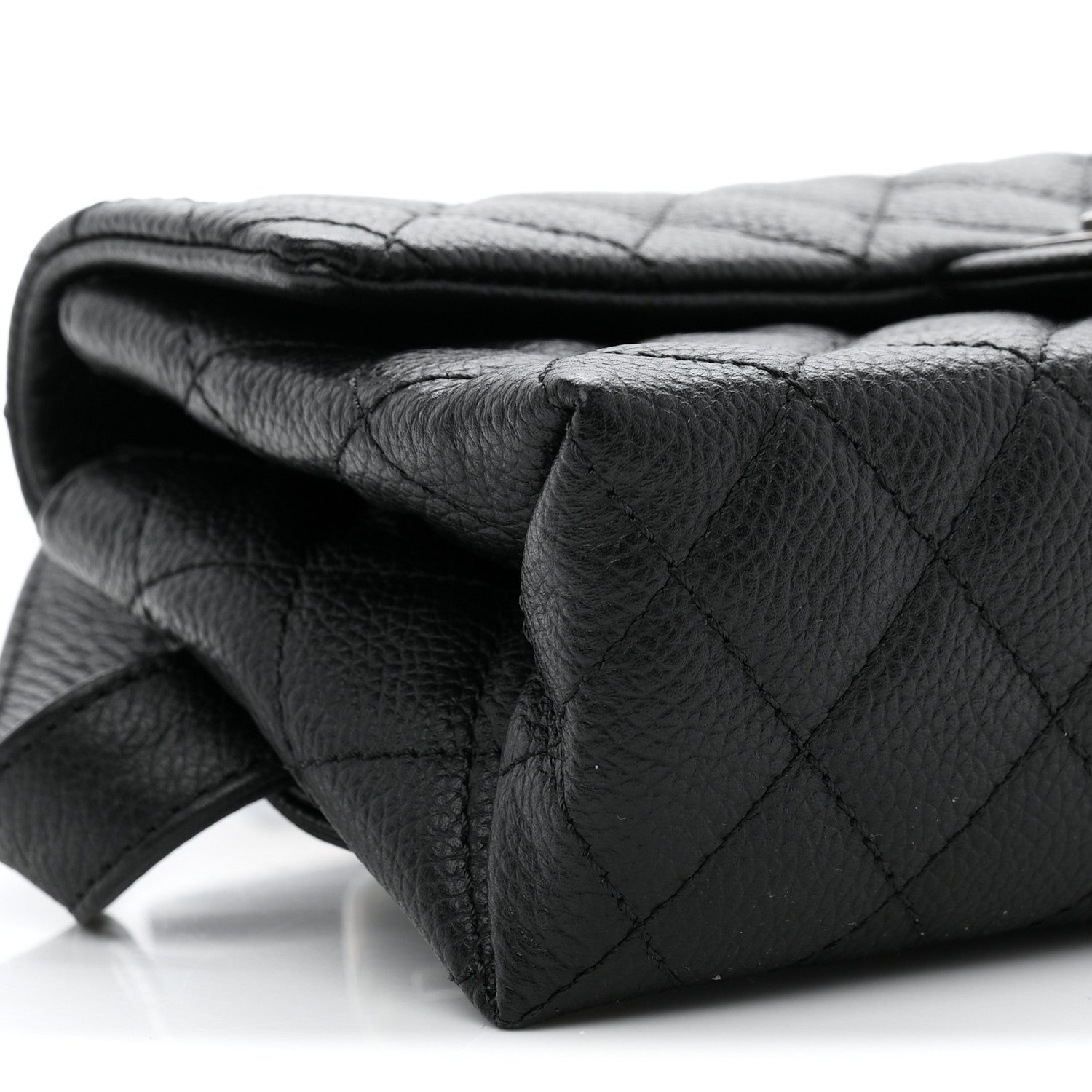 Grained Calfskin Quilted 2.55 Reissue Flap Belt Bag Clutch Black