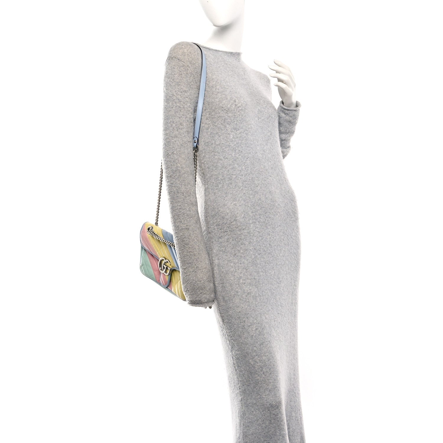 Calfskin Matelasse Diagonal Small GG Marmont Shoulder Bag Multicolor Pastel