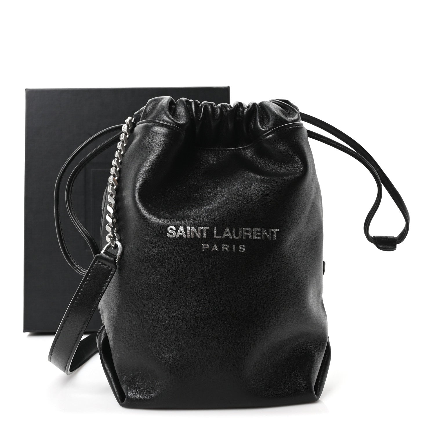 Lambskin Small Teddy Bucket Bag Black