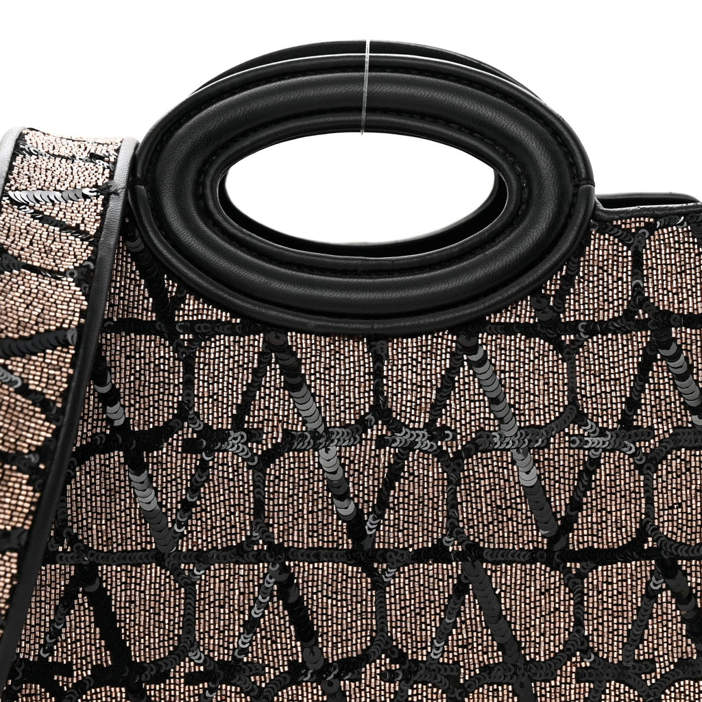 Sequins Toile Iconographe Calfskin Beaded Mini Le Troisieme Shopping Bag Black Rose