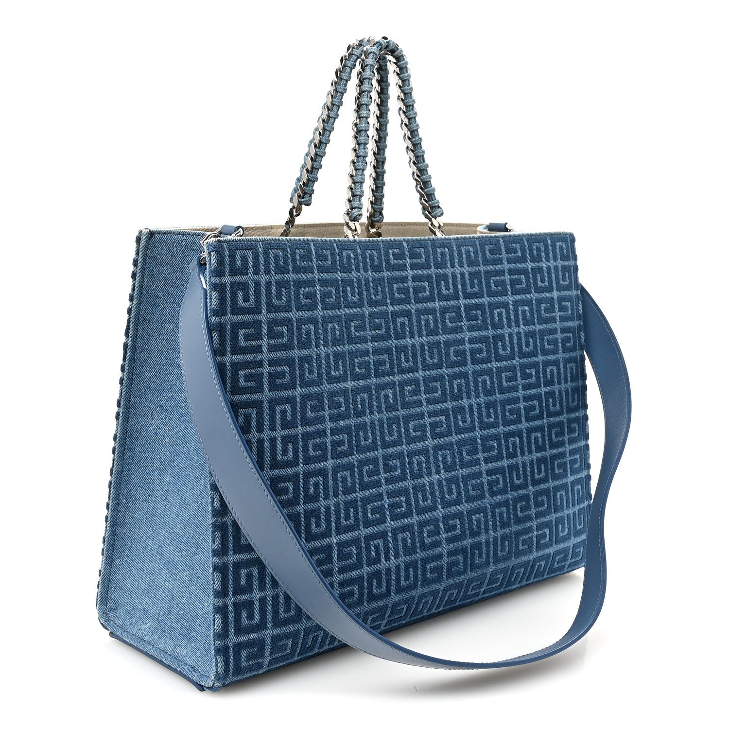 Denim 4G Medium Chain Tote Blue
