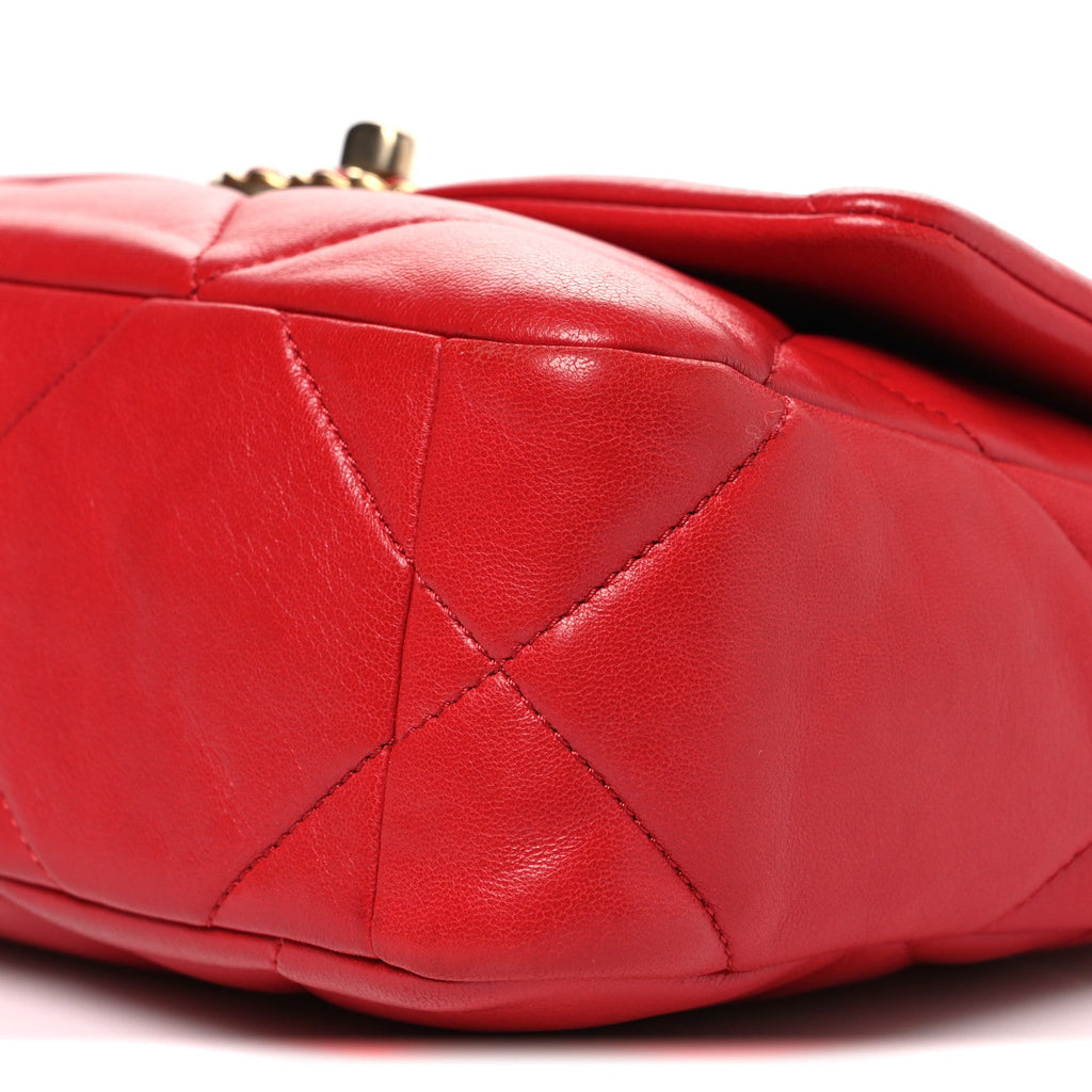Lambskin Quilted Medium Chanel 19 Flap Red