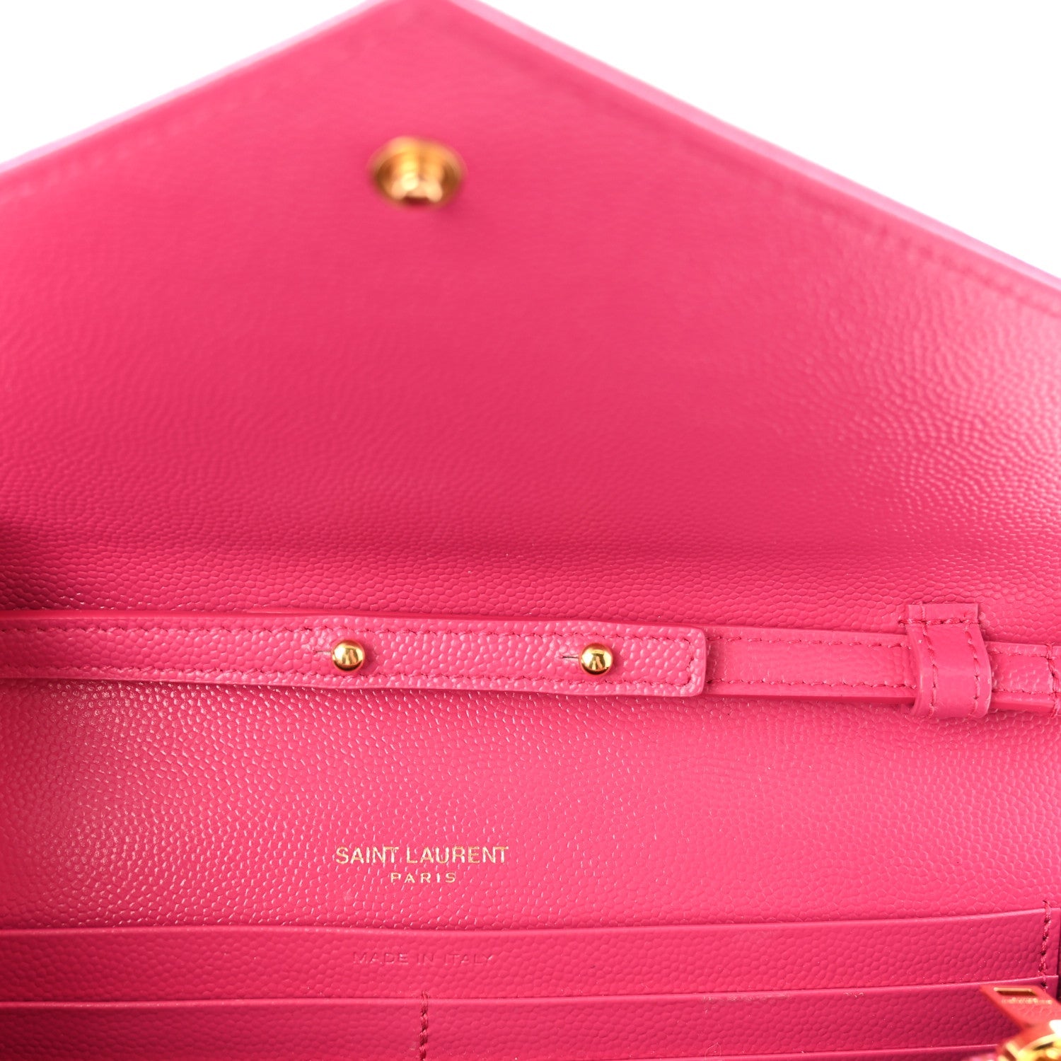 Grain De Poudre Matelasse Chevron Monogram Chain Wallet Lipstick Fuchsia