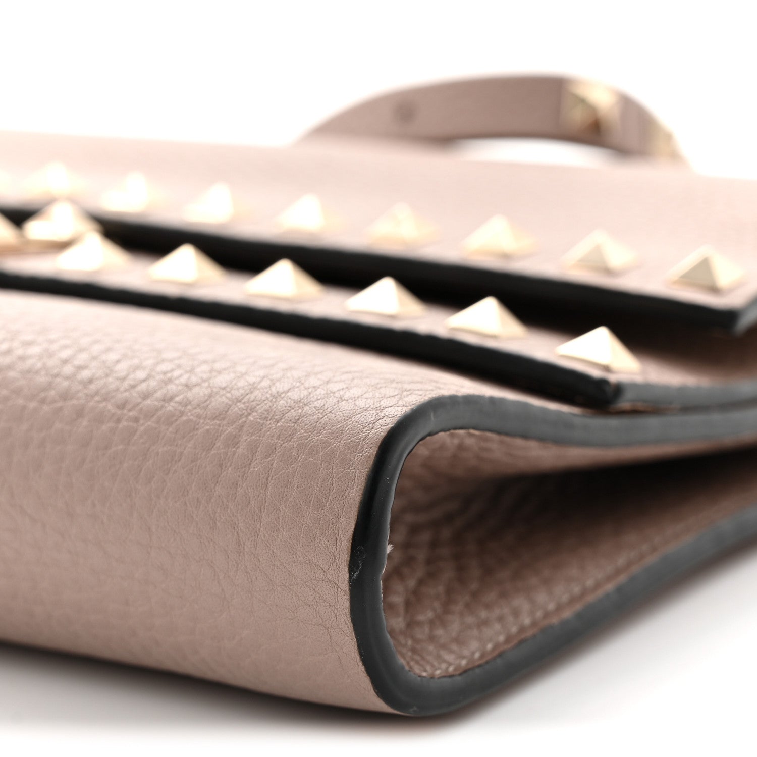Grainy Calfskin Rockstud Double Flap Crossbody Bag Poudre