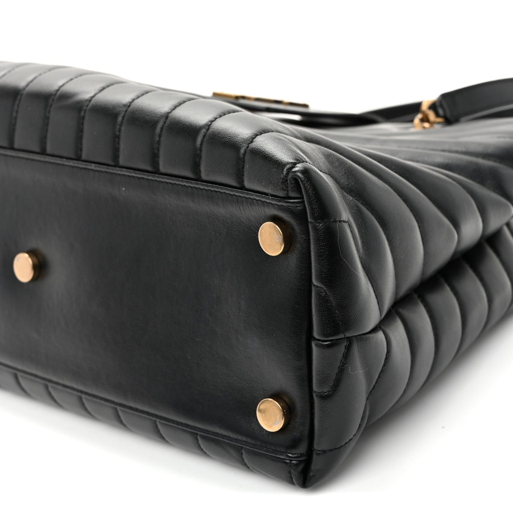 Calfskin Y Quilted Monogram Large Loulou Shopper Black