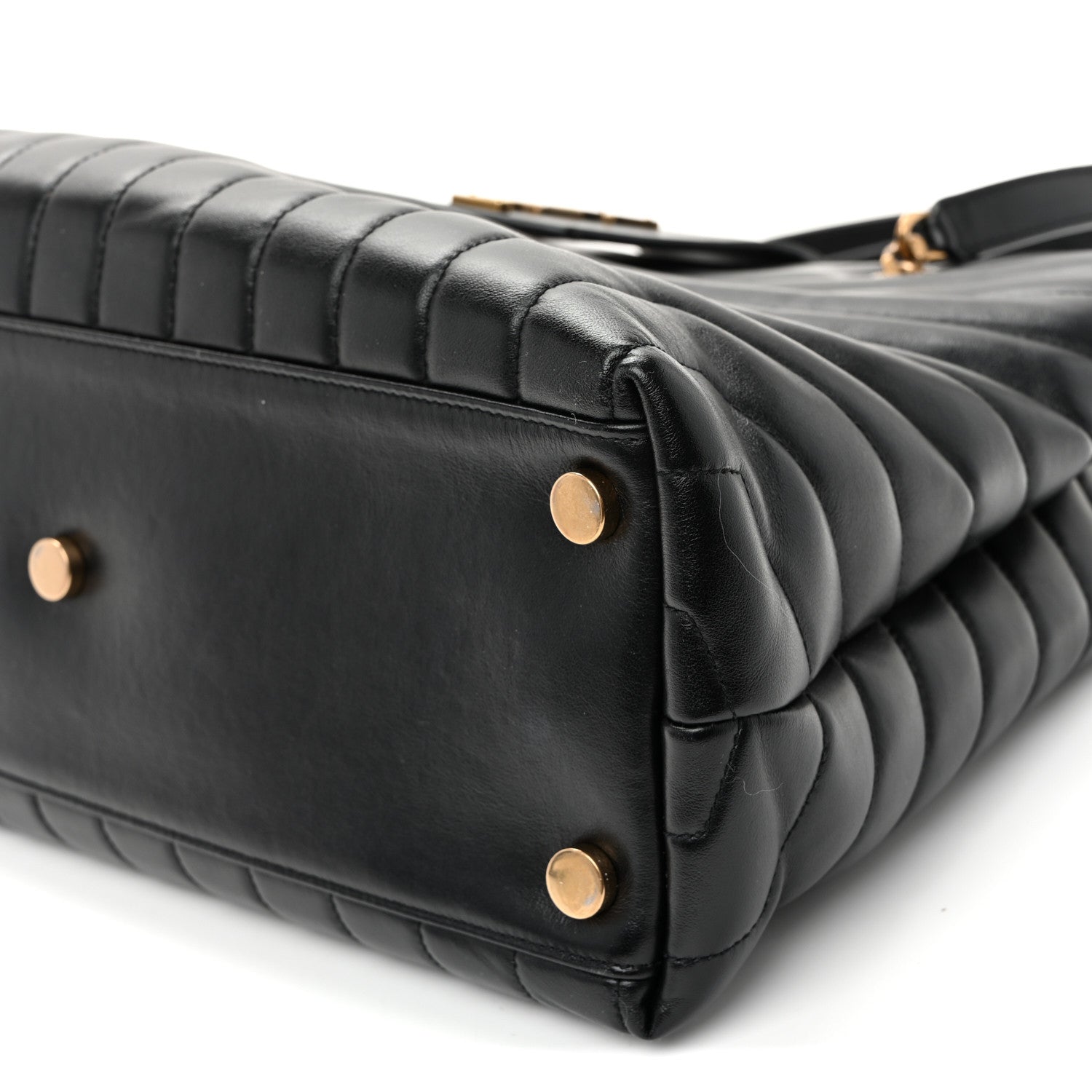Calfskin Y Quilted Monogram Large Loulou Shopper Black