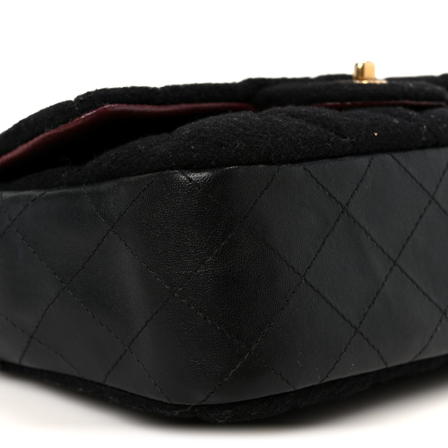 Felt Quilted Paris-Hamburg Charms Mini Rectangular Flap Black