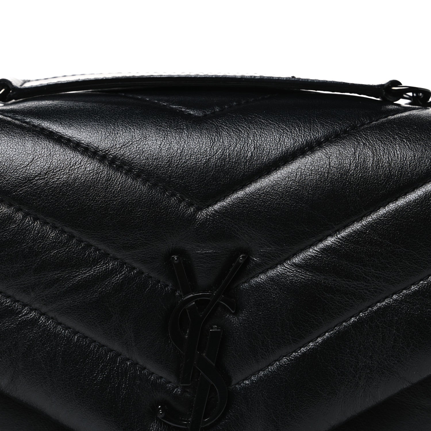 Calfskin Y Quilted Monogram Monochrome Small Loulou Chain Satchel Black