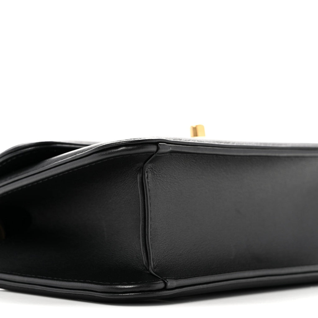 Lambskin Calfskin Mini Chocolate Bar Flap Bag Black