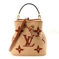 Raffia Calfskin Monogram Neonoe MM Tan