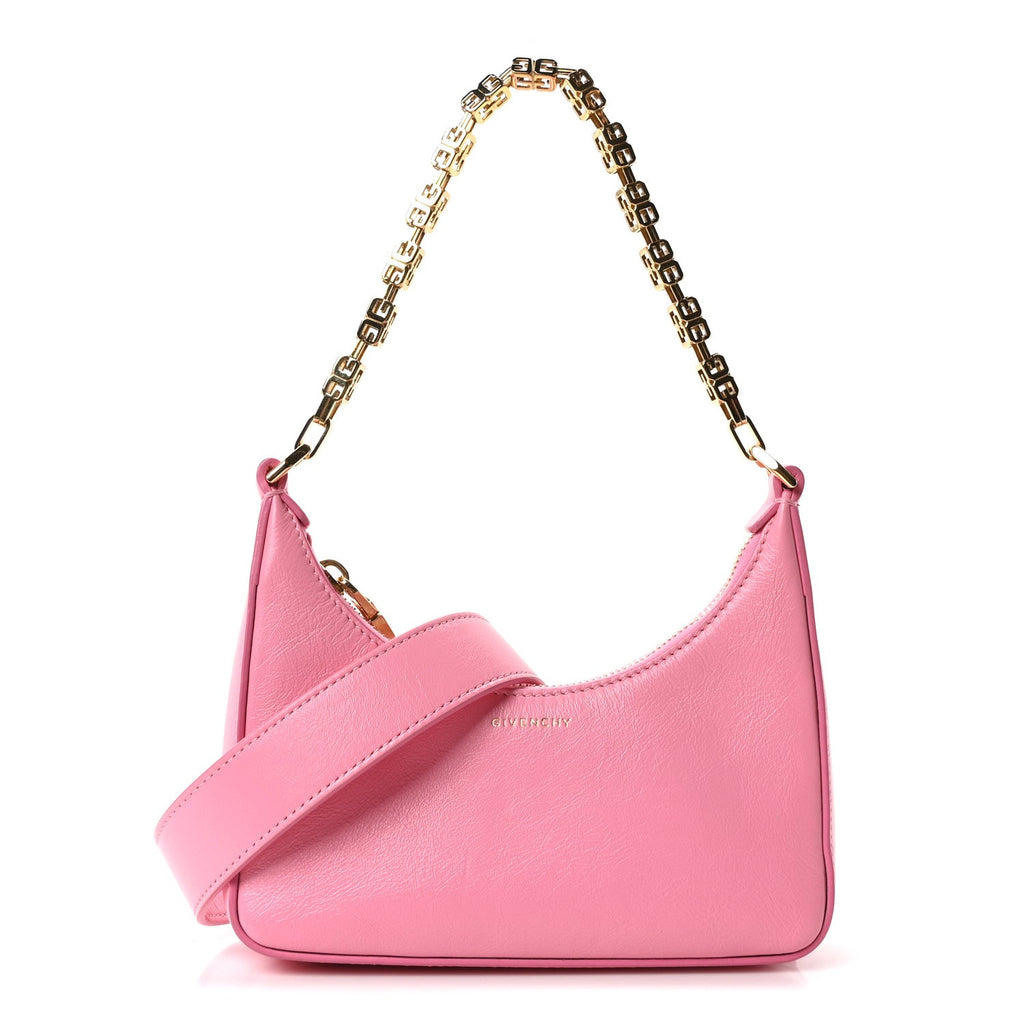 Smooth Calfskin Mini Moon Cut Out Shoulder Bag Bright Pink