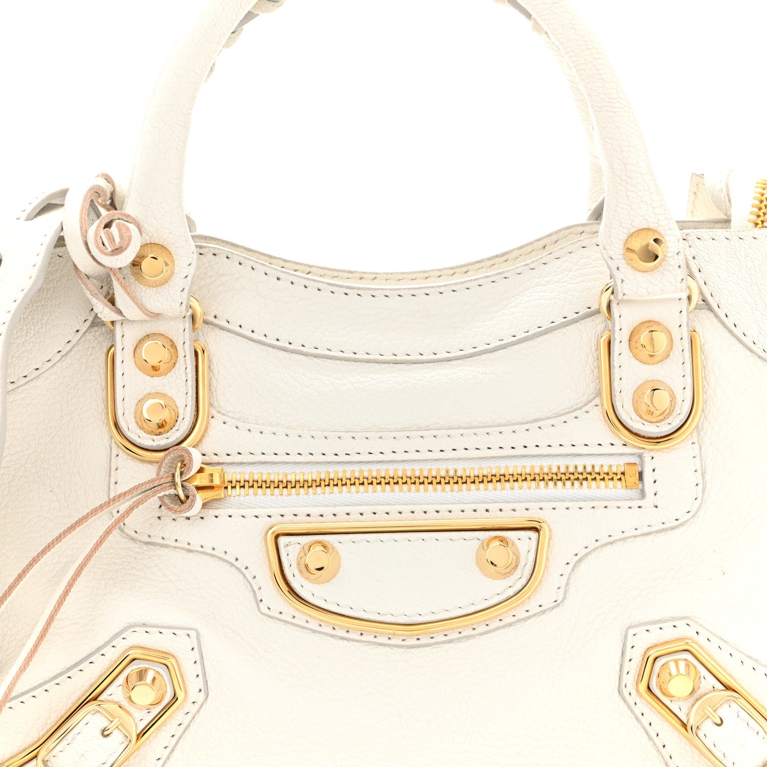 Chevre Gold Metallic Edge Hardware Mini City White