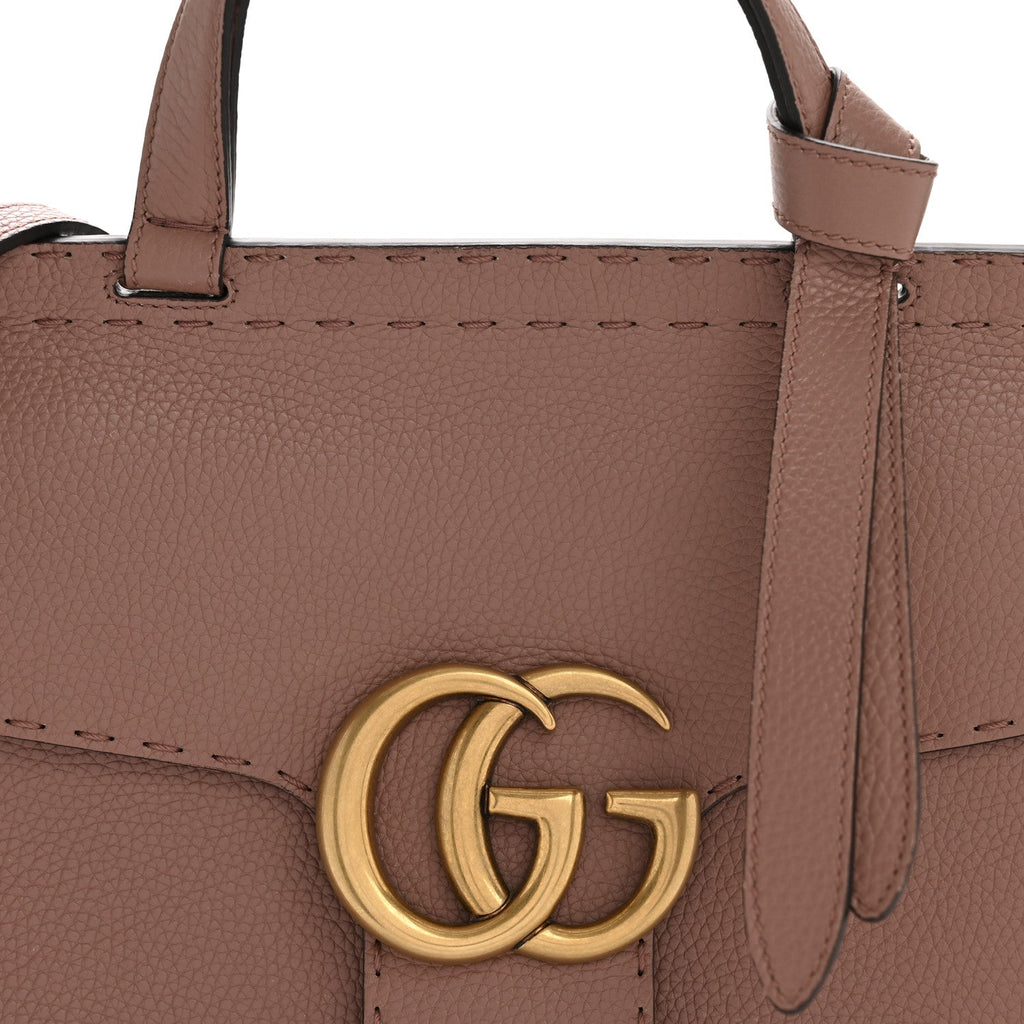 Calfskin Small GG Marmont Top Handle Bag Rosy Phard