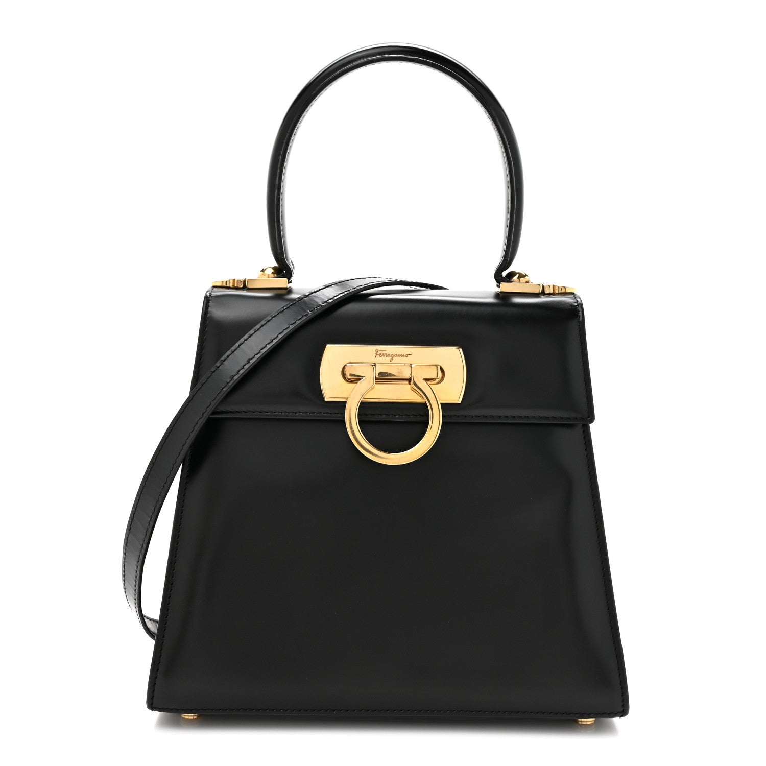 Brushed Off Calfskin Small Iconic Top Handle Black