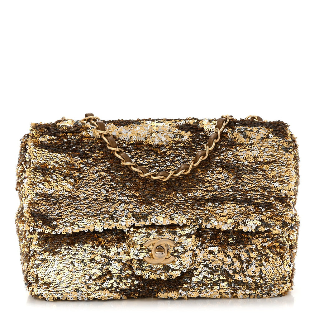 Sequin Medium Single Flap Gold