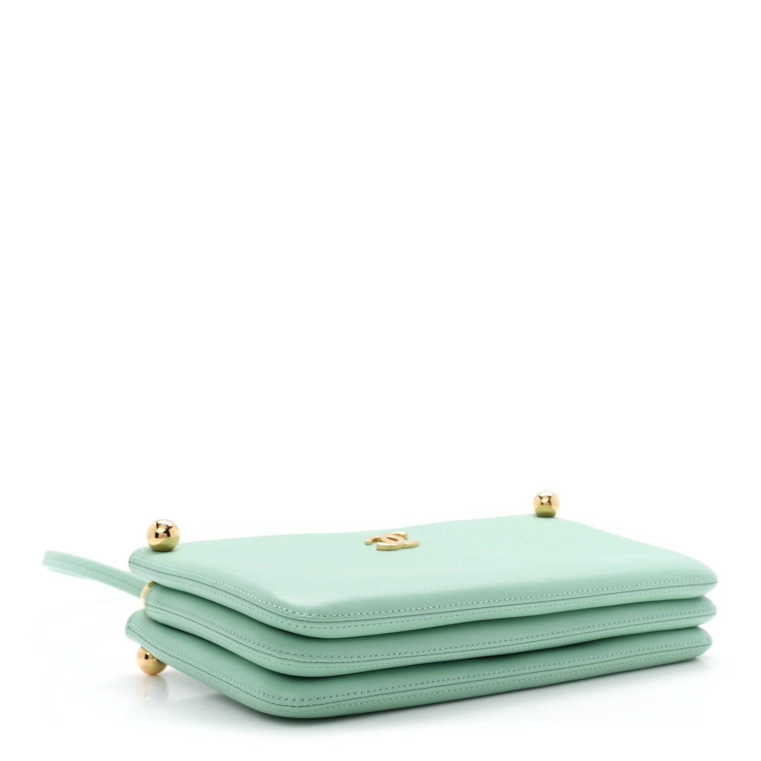 Calfskin Chick Studs Clutch Green Green