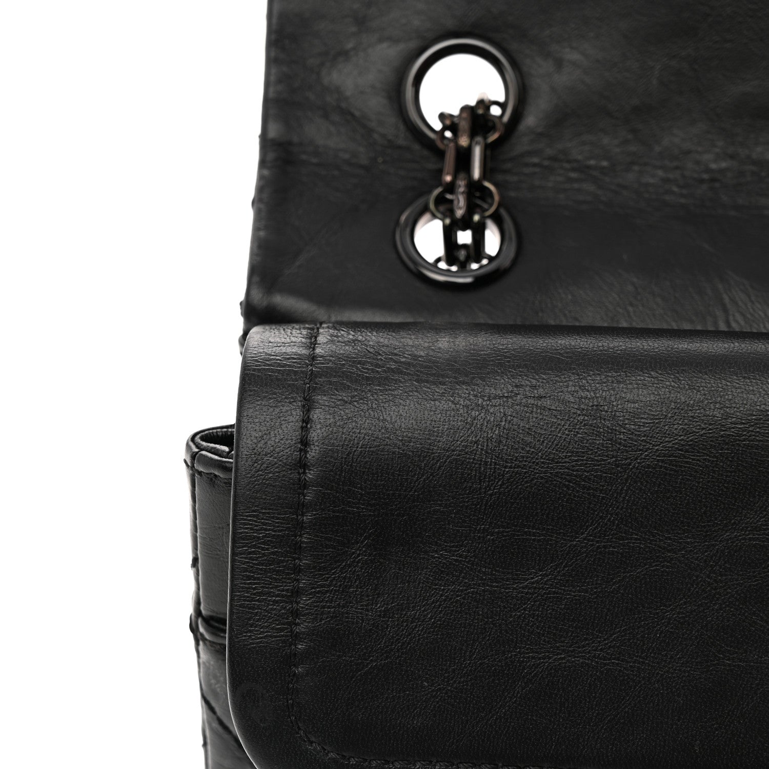 Aged Calfskin Quilted 2.55 Reissue 225 Flap So Black