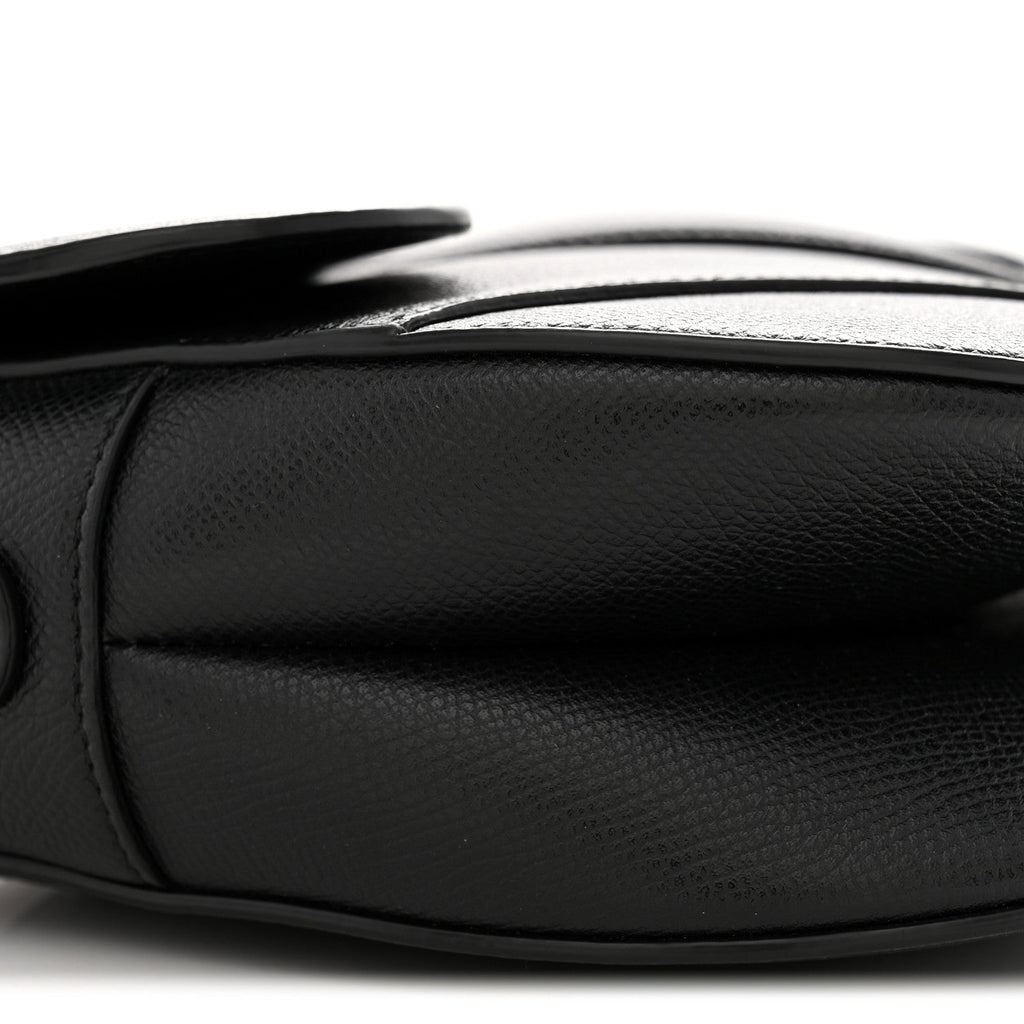 Grained Calfskin Saddle Bag Black