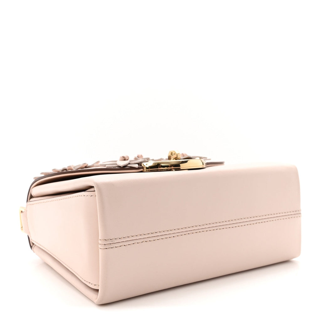 High Gloss Calfskin Flowers Lana Small Top Handle Blossom Pink