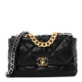 Lambskin Quilted Large Chanel 19 Flap Black