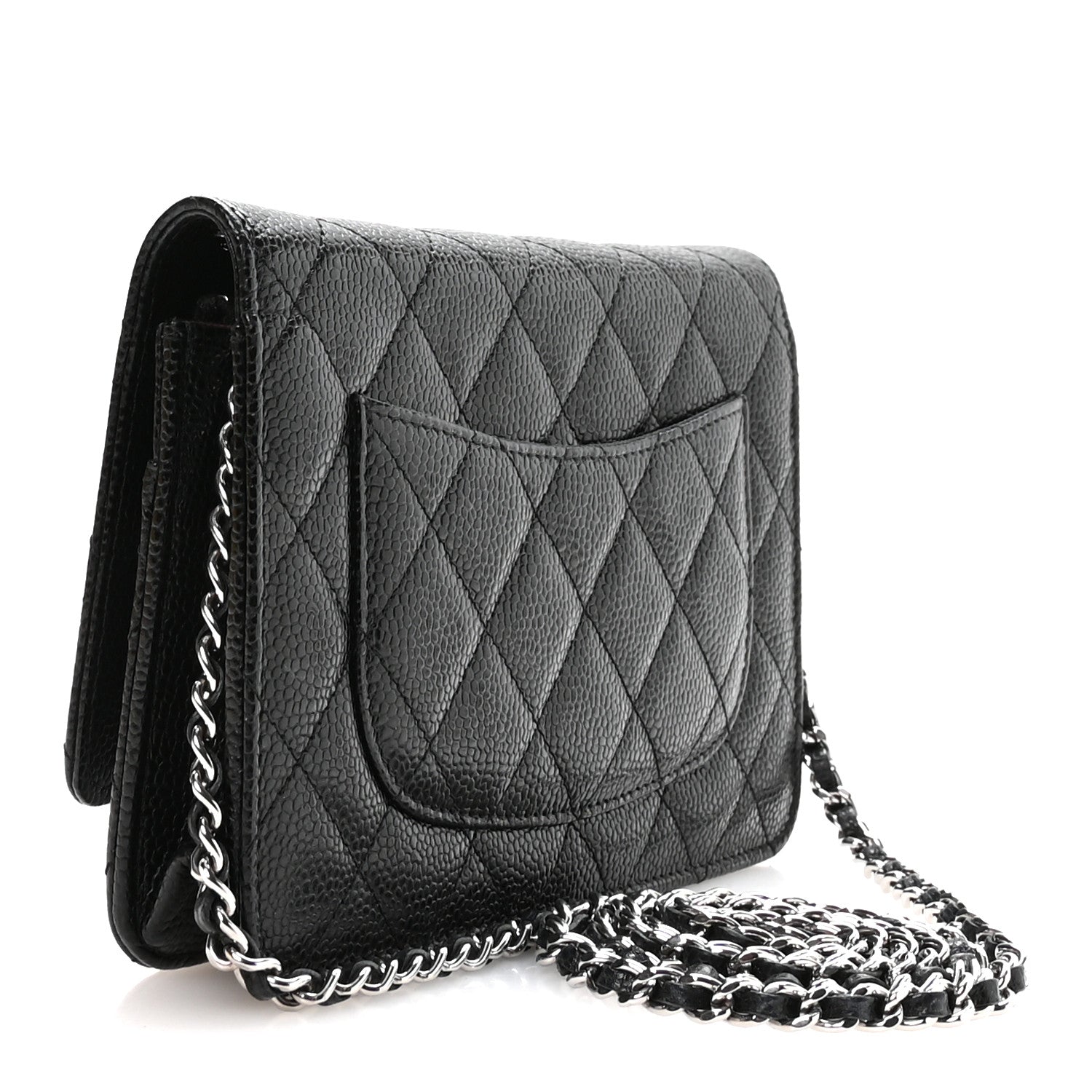 Caviar Quilted Wallet on Chain WOC Black