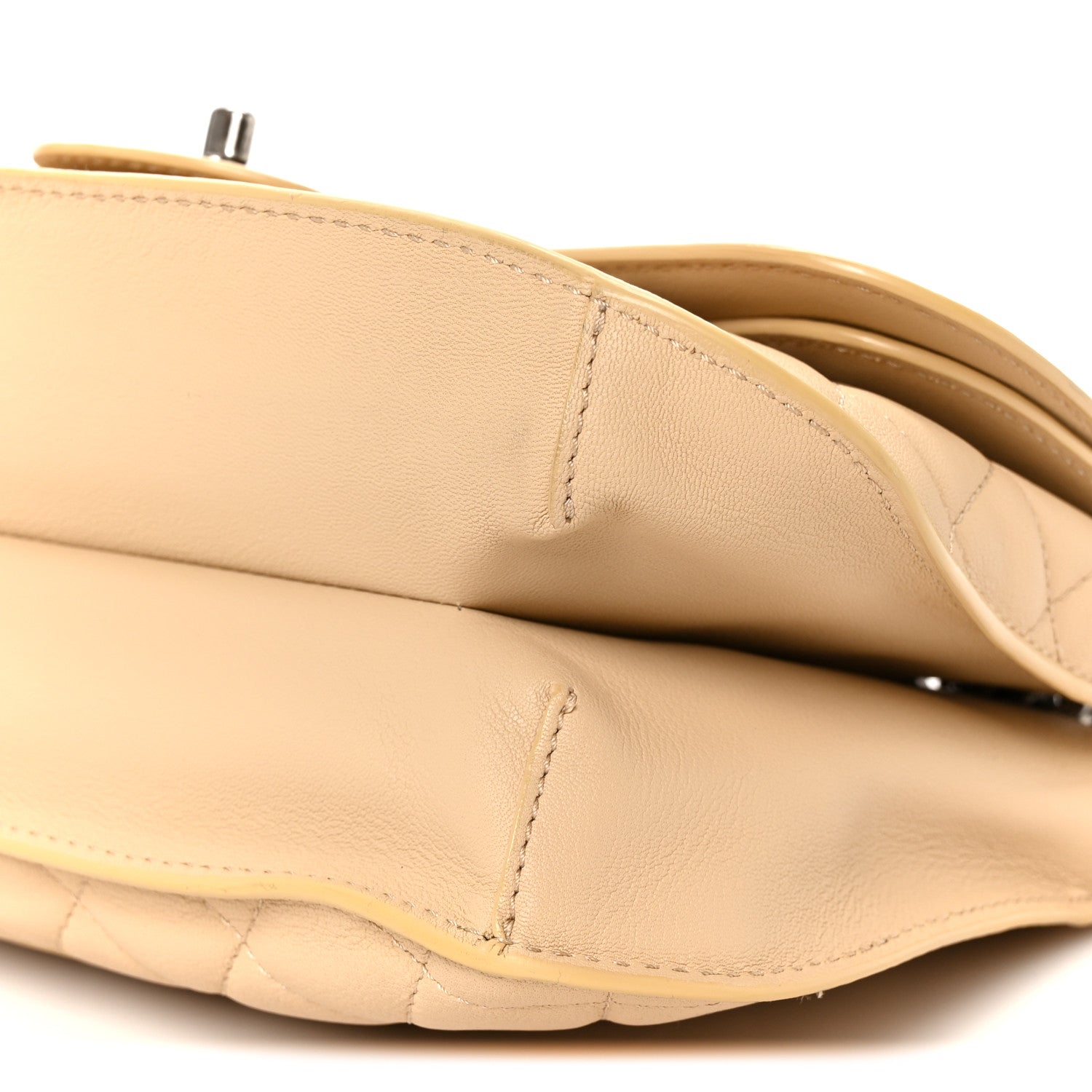 Lambskin Quilted Large Natural CC Flap Beige