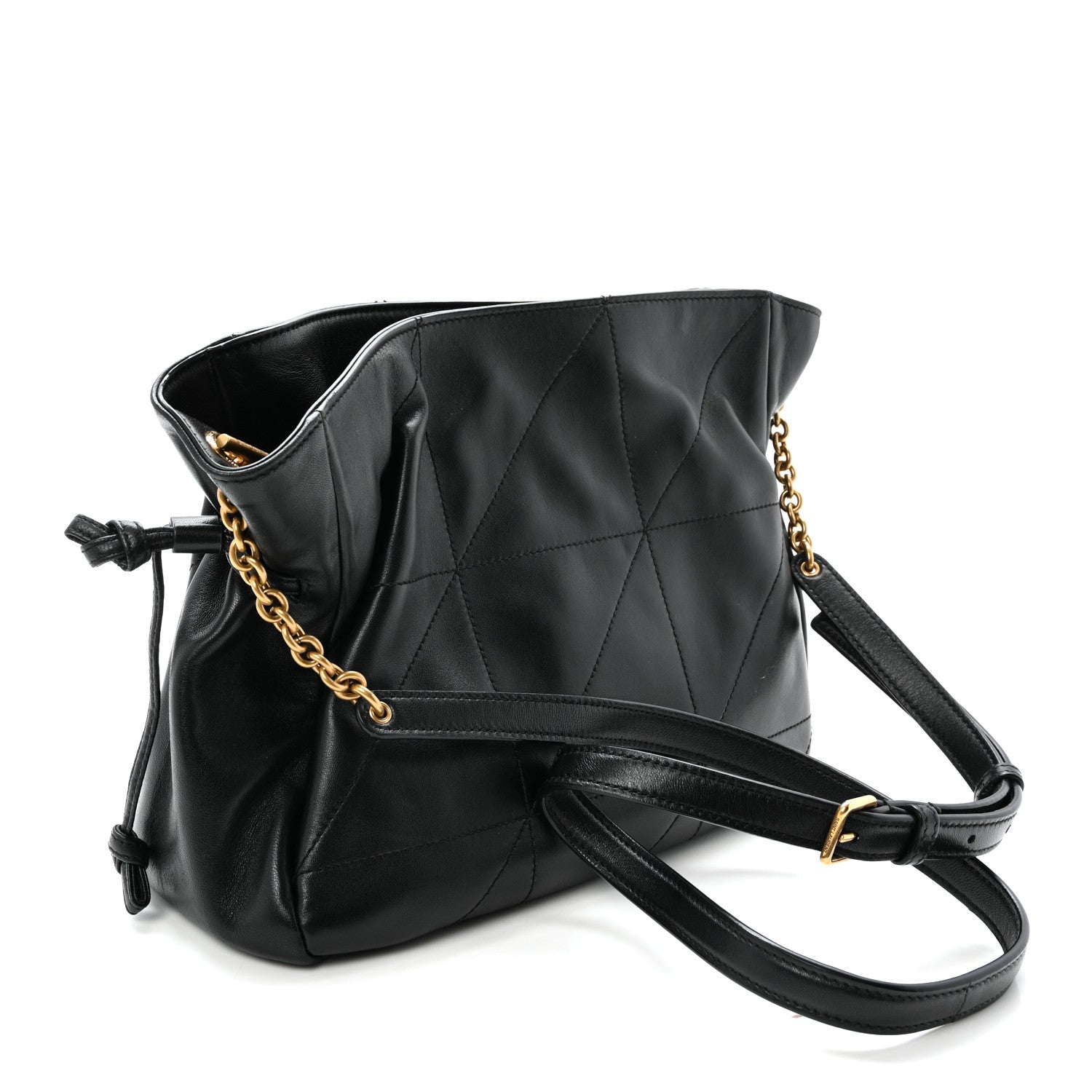 Lambskin Matelasse Monogram Medium Jamie Shoulder Pouch Bag Black