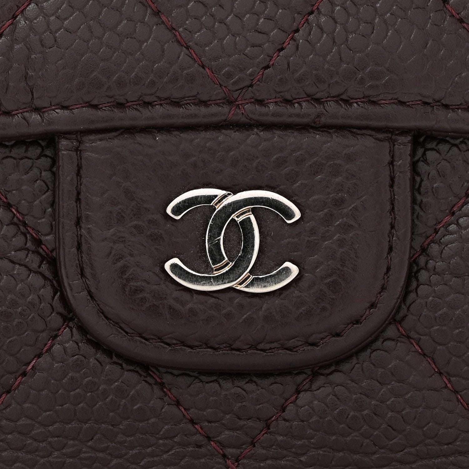 Caviar Quilted Large Flap Wallet Burgundy