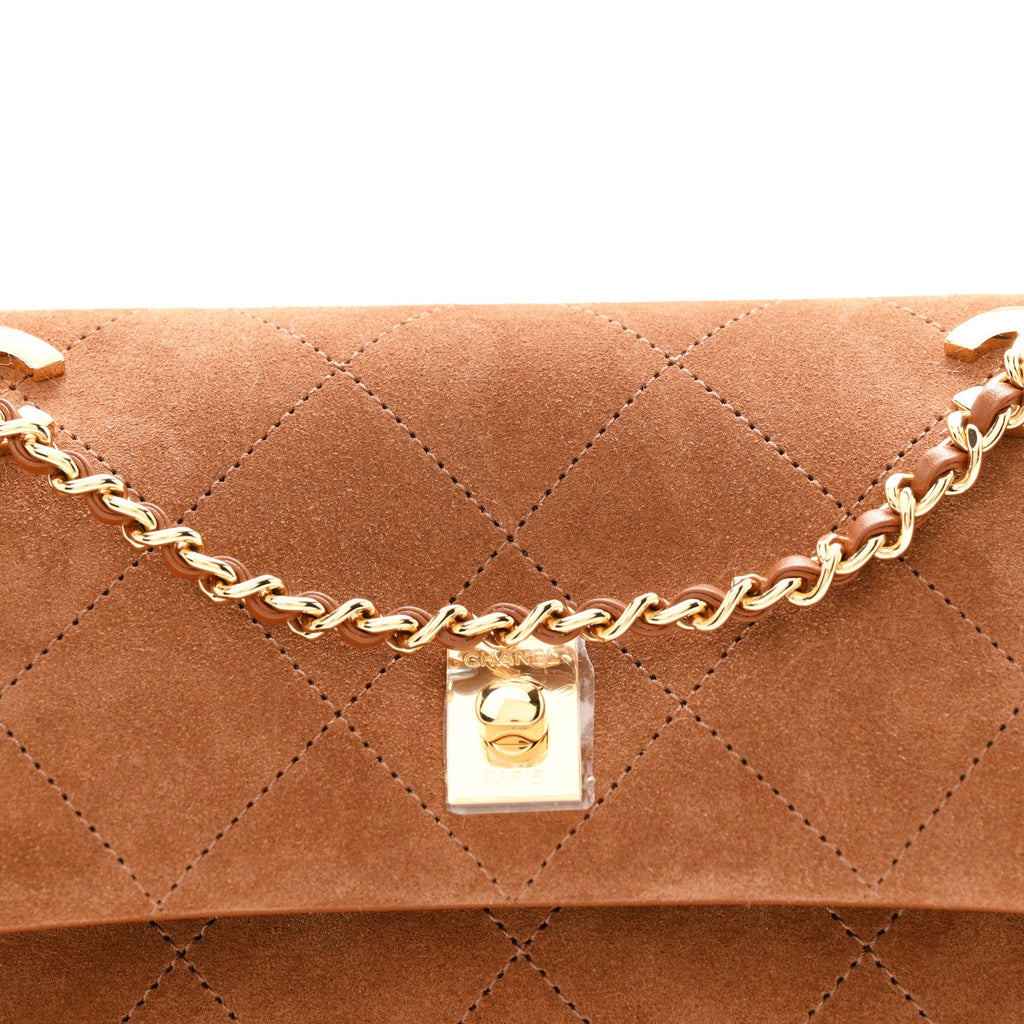 Suede Calfskin Quilted Small Eyes On You Flap Camel