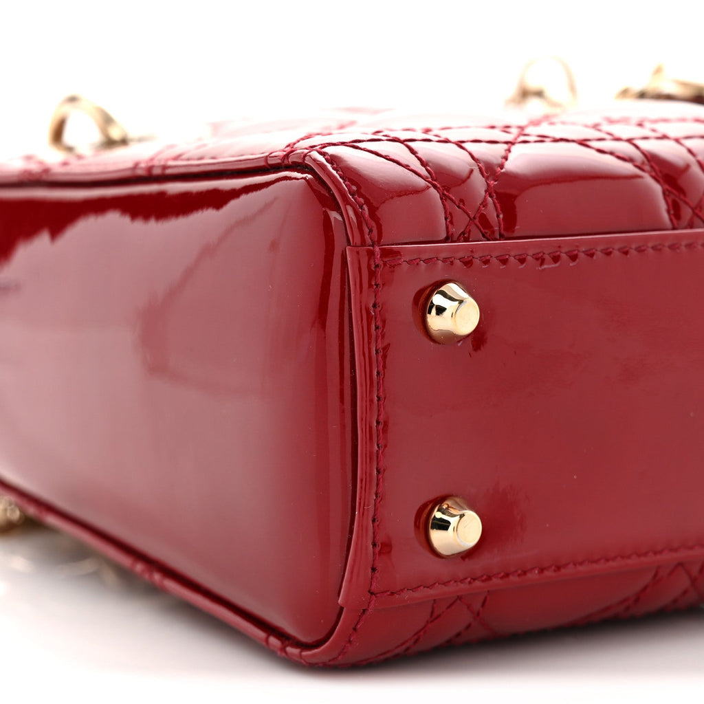 Patent Cannage Mini Lady Dior Red