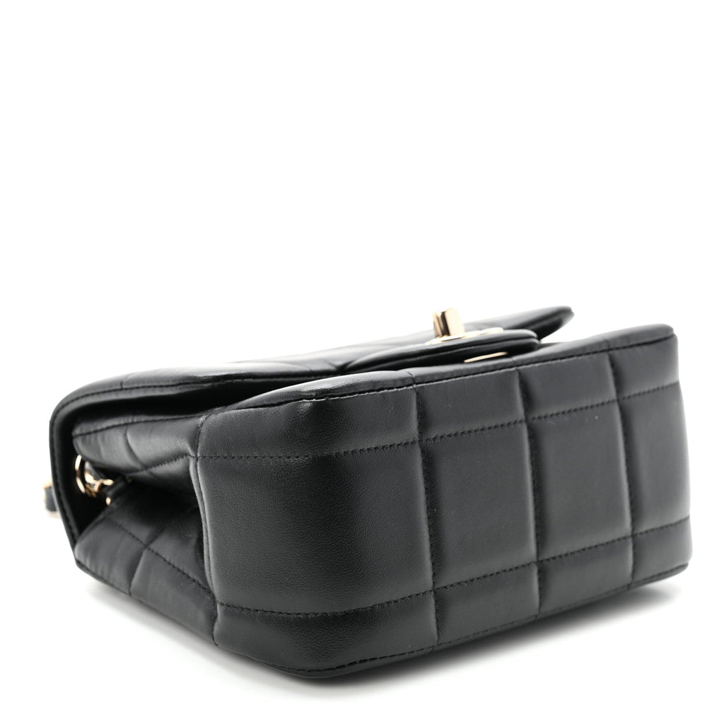 Lambskin Resin Crystal Square Quilted Mini Monacoco Flap Black