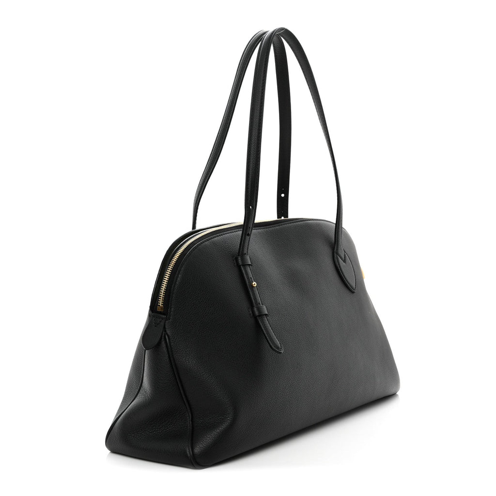 Grained Calfskin Low Key Duffle Tote Black