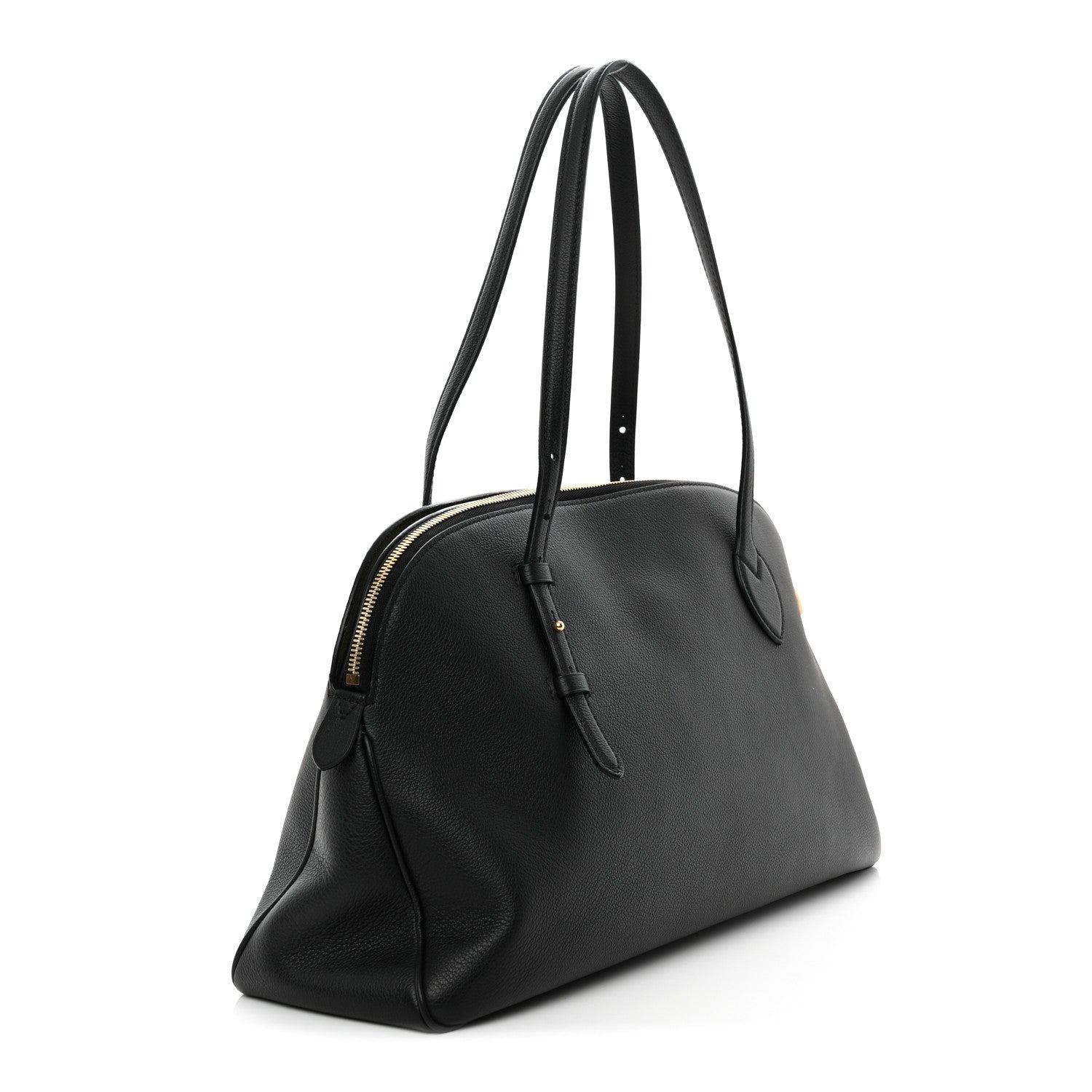 Grained Calfskin Low Key Duffle Tote Black
