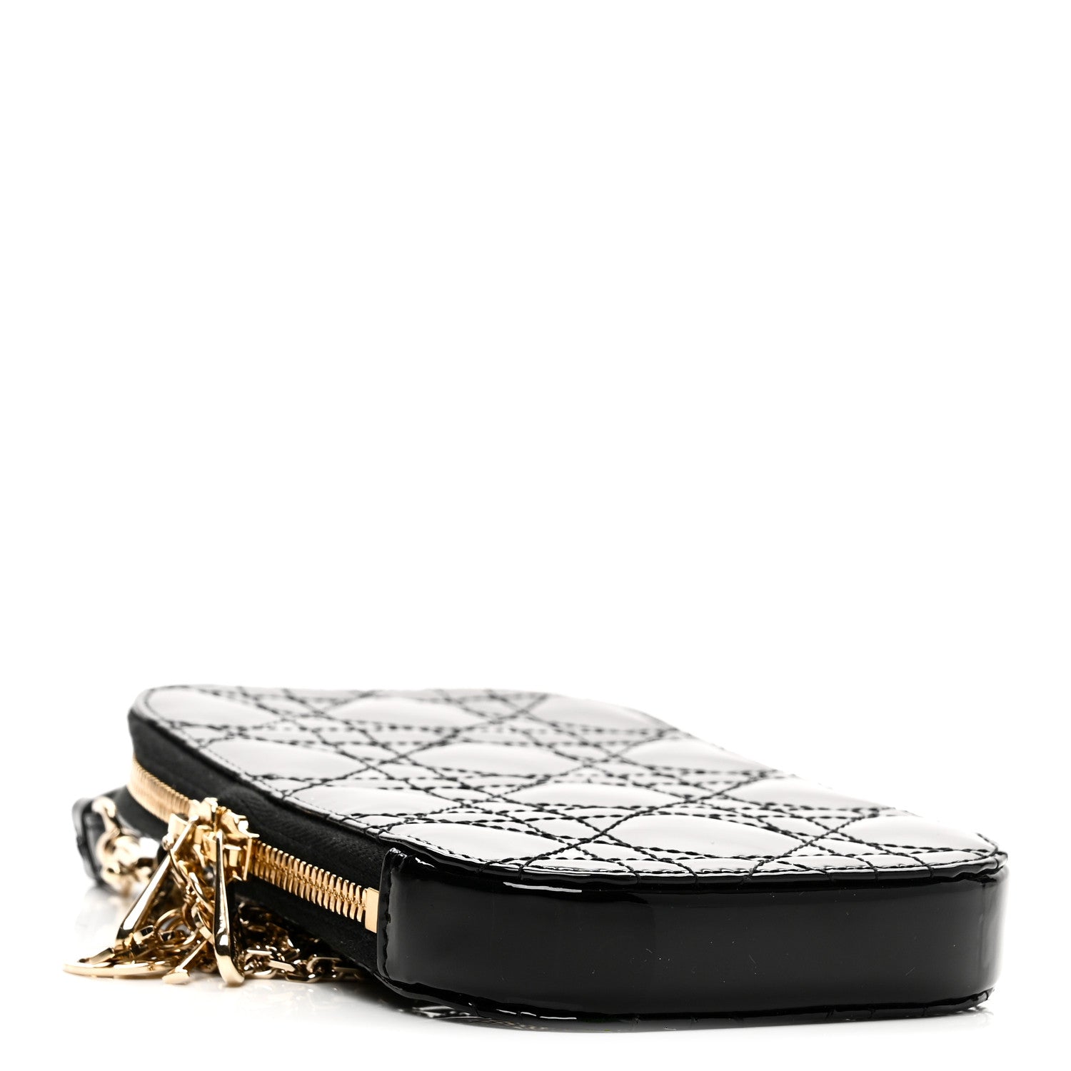 Patent Cannage Lady Dior Phone Holder Black